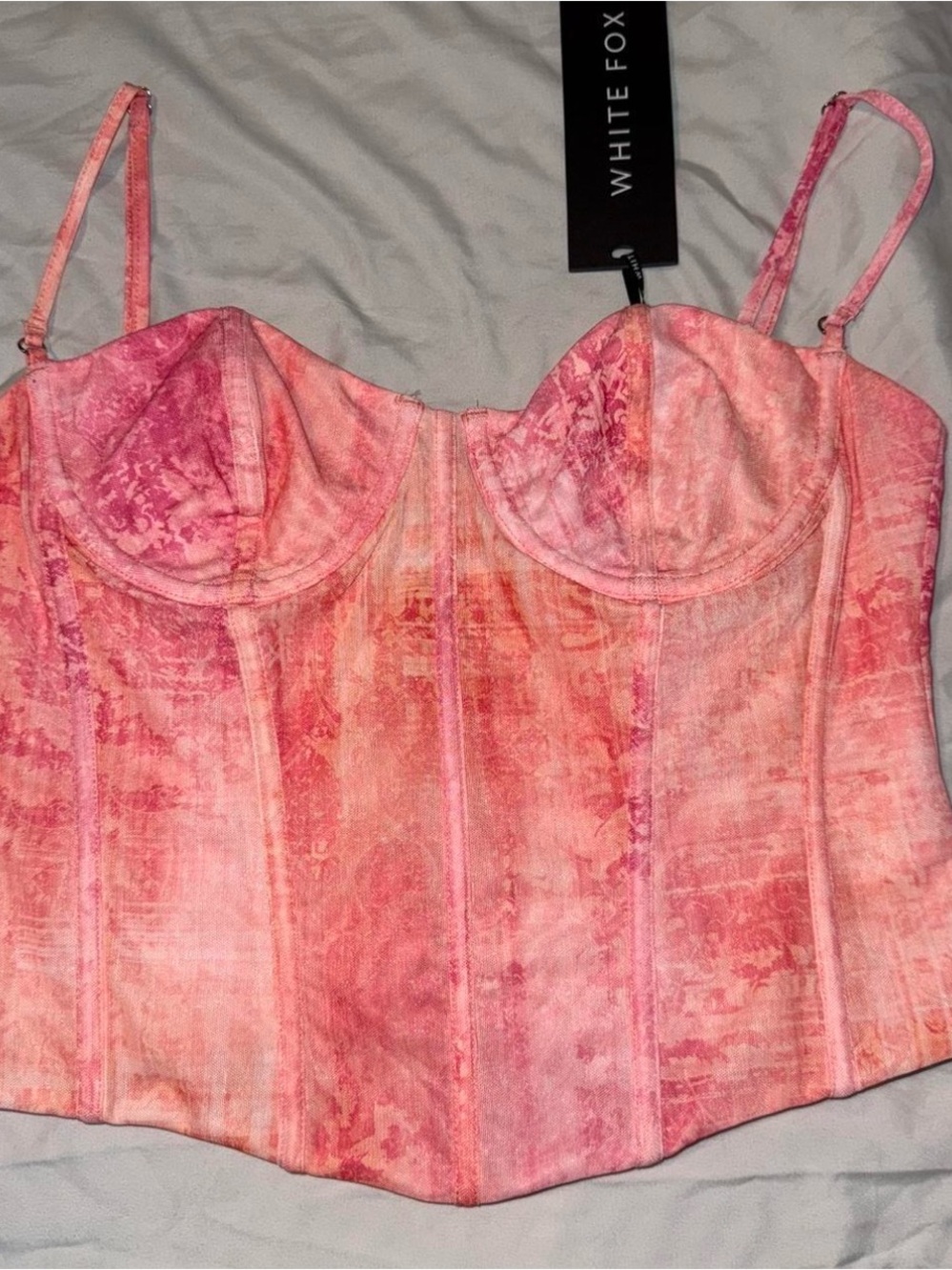 White Fox Boutique Pink & Coral Corset Top
